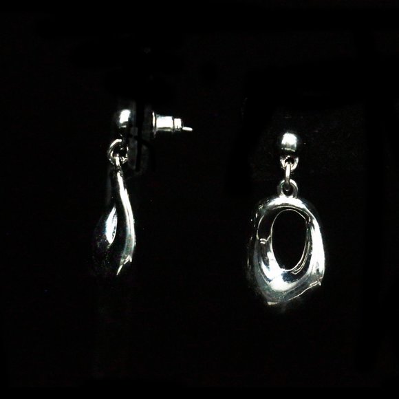 ASYMMETRICAL OVAL DROP POST EARRINGS  - JETSGP1 - Picture 4 of 4